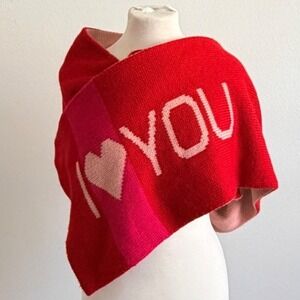 Aeropostale Scarf Red Pink I Love You Graphic Knit Valentines Day Accessory